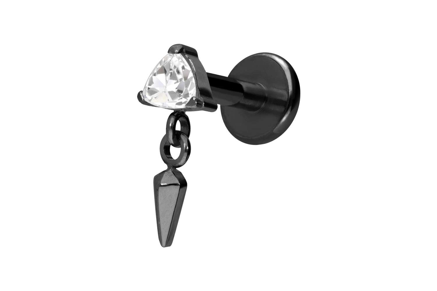 Titan Labret Piercing mit Innengewinde KRISTALLDREIECK +SPITZE